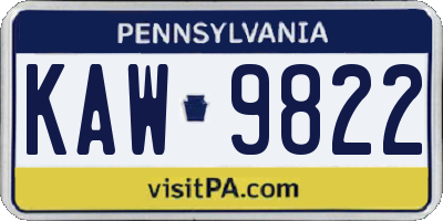 PA license plate KAW9822