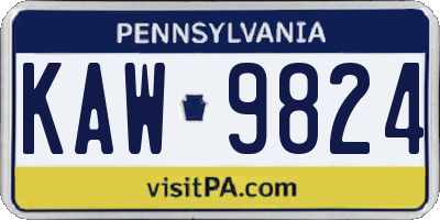 PA license plate KAW9824