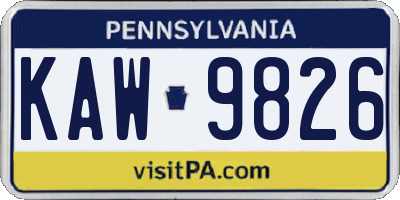 PA license plate KAW9826