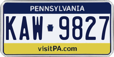 PA license plate KAW9827