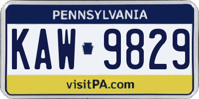 PA license plate KAW9829