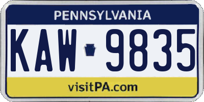 PA license plate KAW9835