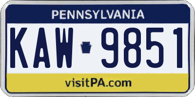 PA license plate KAW9851