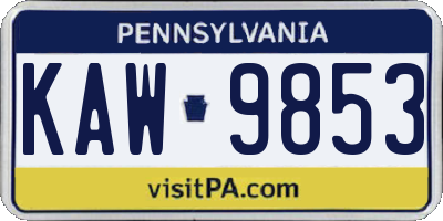 PA license plate KAW9853