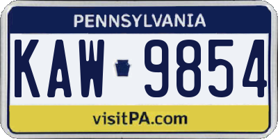 PA license plate KAW9854
