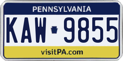 PA license plate KAW9855
