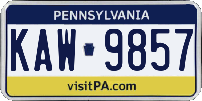 PA license plate KAW9857