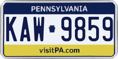 PA license plate KAW9859