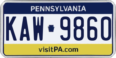 PA license plate KAW9860