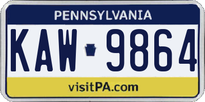PA license plate KAW9864