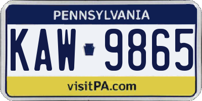 PA license plate KAW9865