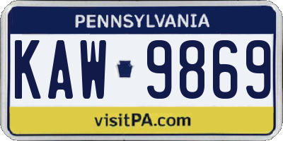 PA license plate KAW9869