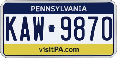 PA license plate KAW9870