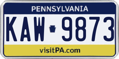 PA license plate KAW9873