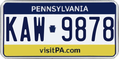PA license plate KAW9878