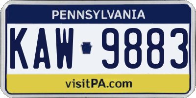 PA license plate KAW9883