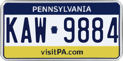 PA license plate KAW9884