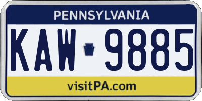 PA license plate KAW9885
