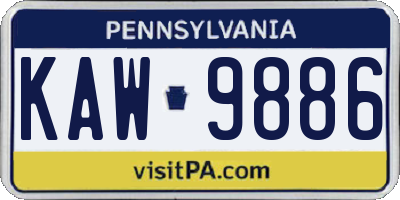 PA license plate KAW9886