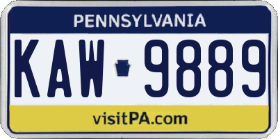 PA license plate KAW9889