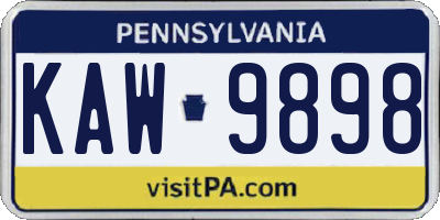 PA license plate KAW9898