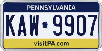 PA license plate KAW9907