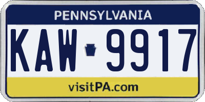 PA license plate KAW9917