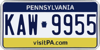 PA license plate KAW9955