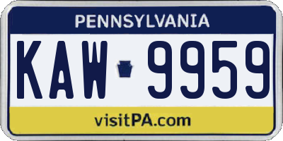 PA license plate KAW9959