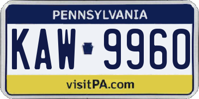 PA license plate KAW9960