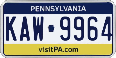 PA license plate KAW9964