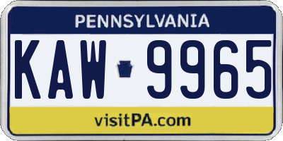 PA license plate KAW9965