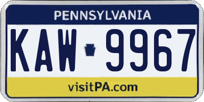 PA license plate KAW9967
