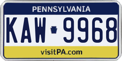 PA license plate KAW9968