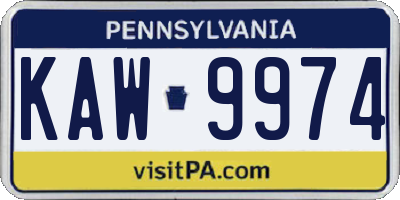 PA license plate KAW9974