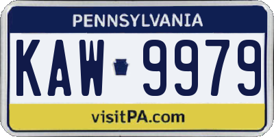 PA license plate KAW9979