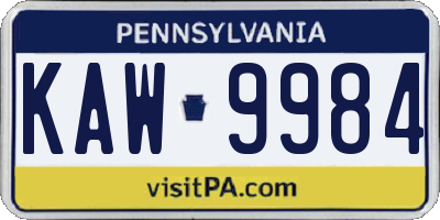 PA license plate KAW9984