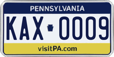 PA license plate KAX0009