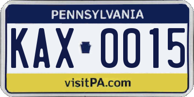 PA license plate KAX0015