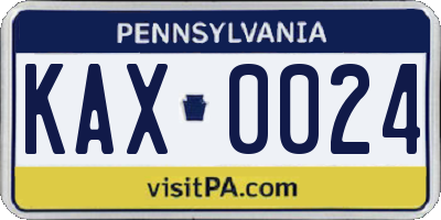 PA license plate KAX0024