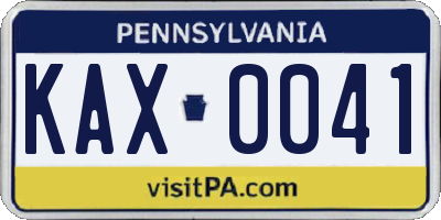 PA license plate KAX0041