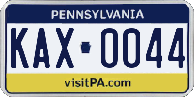 PA license plate KAX0044