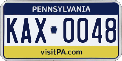 PA license plate KAX0048