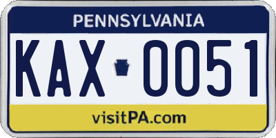 PA license plate KAX0051