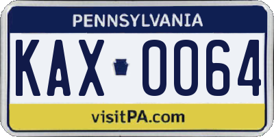 PA license plate KAX0064