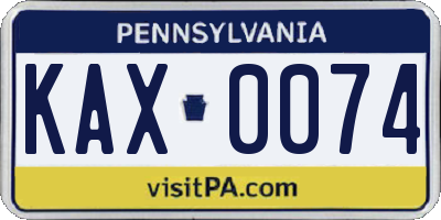 PA license plate KAX0074