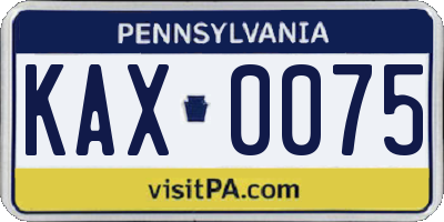 PA license plate KAX0075