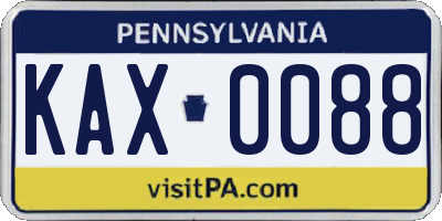 PA license plate KAX0088