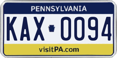PA license plate KAX0094