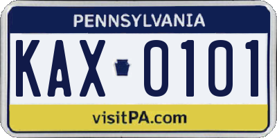 PA license plate KAX0101